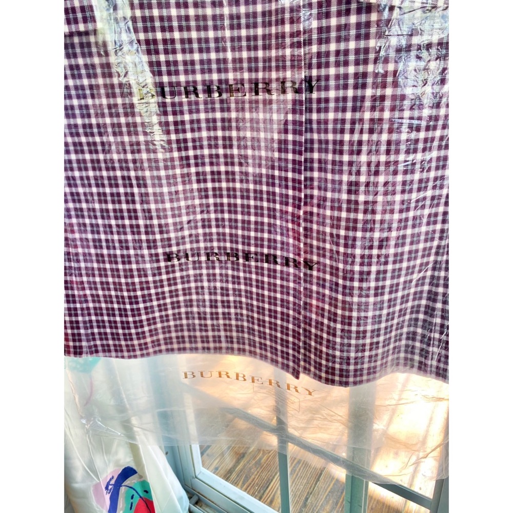 Burberry Checked Cotton-blend Coat In Burgundy NWT - Picture 5 of 15